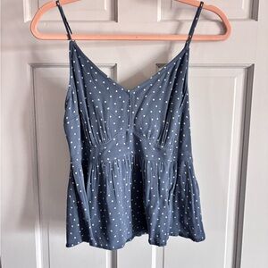 Abecrombie & Fitch Blue Polka Dot Crop Tank Size M